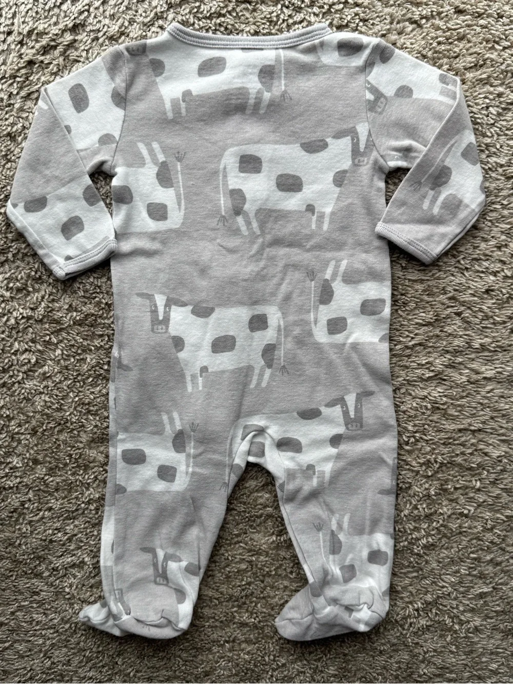 Carter’s Gray Cow Print Footed Sleeper Pajamas 3M Baby Unisex One Piece Cotton
